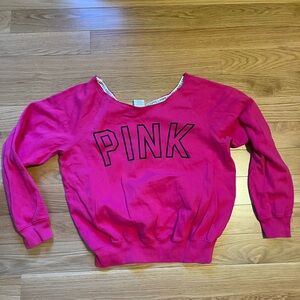 Victoria's Secret PINK Off-Shoulder Sweatshirt in Bright Pink